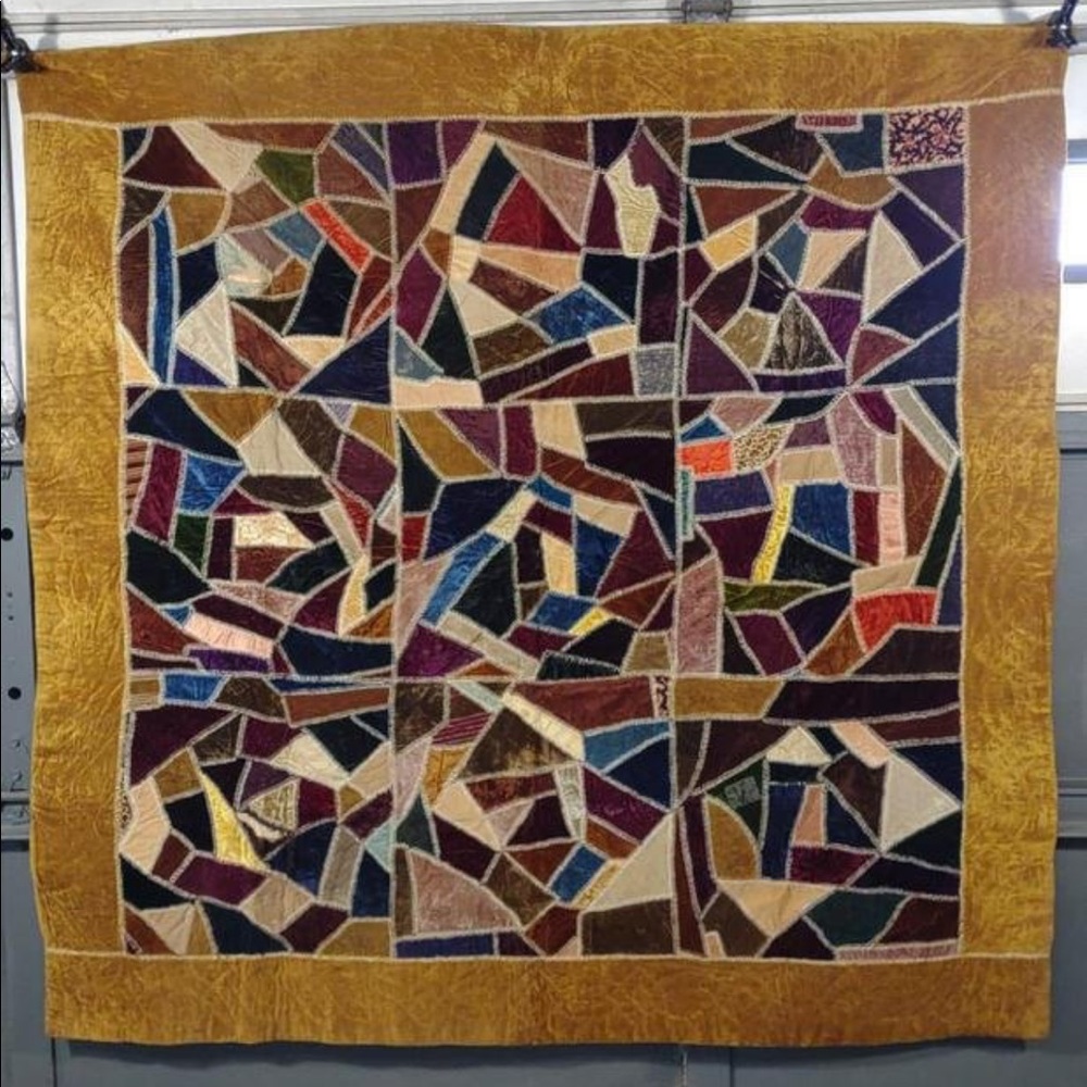 Antique Victorian Crazy Quilt Velvet Patchwork